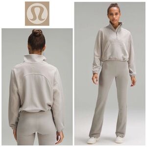 Lululemon Sz 12 Brushed Softstreme Ribbed Half Zip in Riverstone Size 12